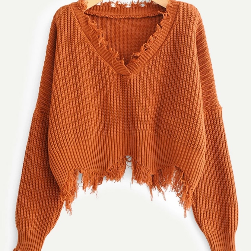 Orange destroyed sweater